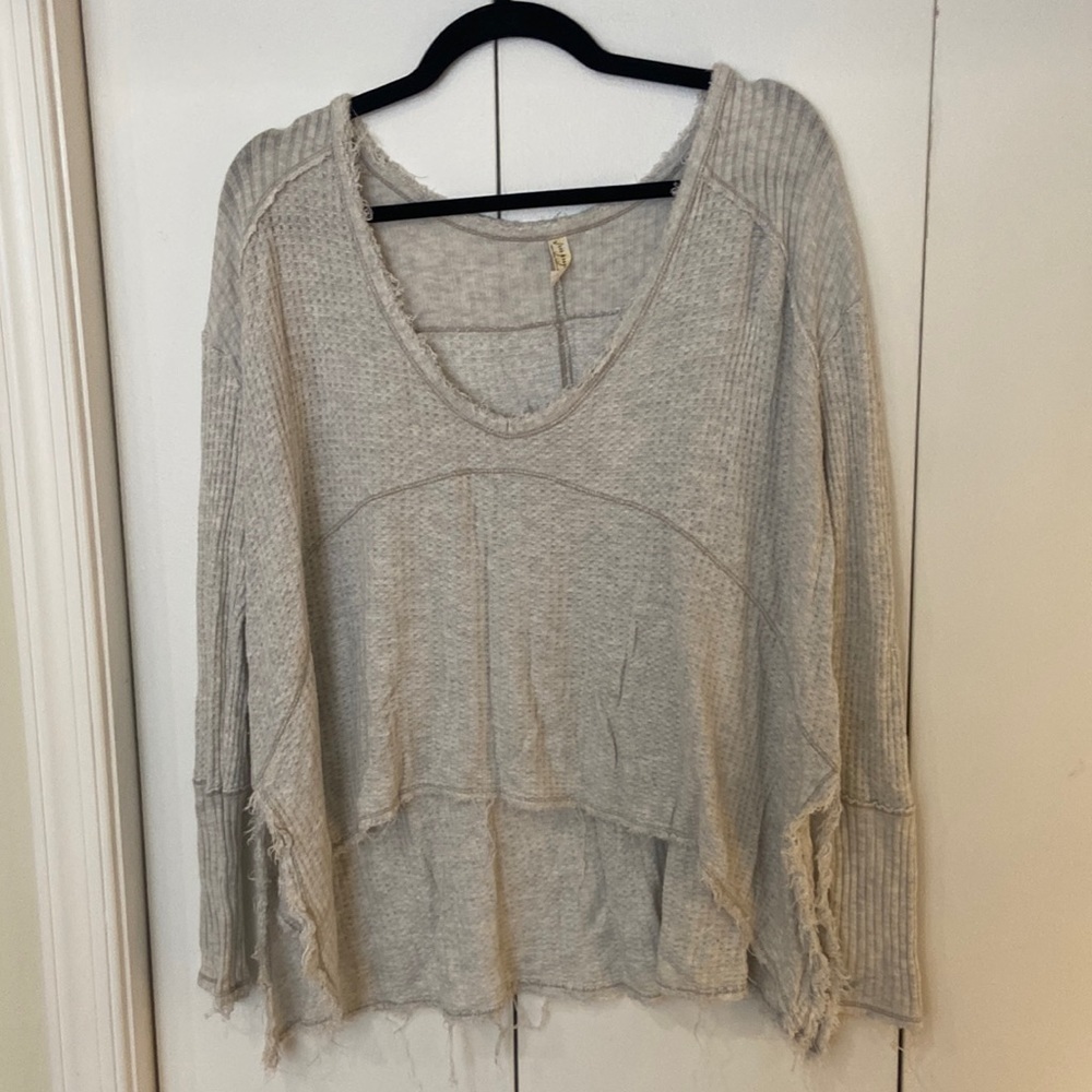 Free People Sunset Park Thermal Top Ivory Sz XS